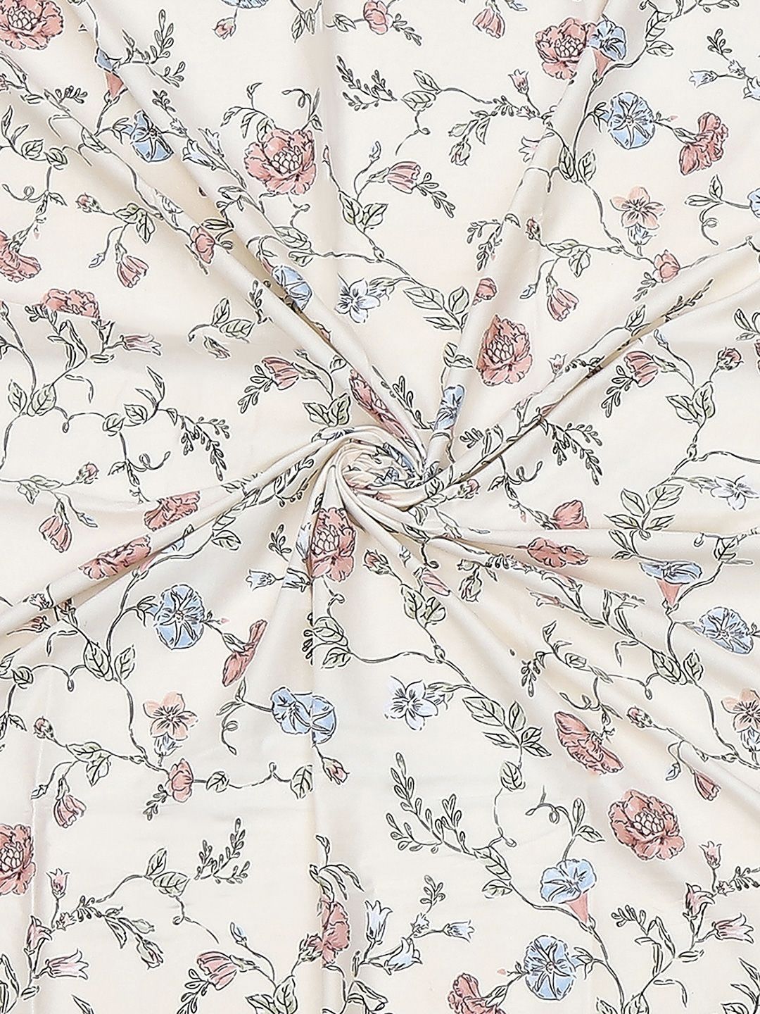 Monte Carlo Off White & Peach-Coloured Printed 120 TC Single Bedsheet Set 1.52 m x 2.30 m