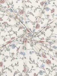 Monte Carlo Off White & Peach-Coloured Printed 120 TC Single Bedsheet Set 1.52 m x 2.30 m