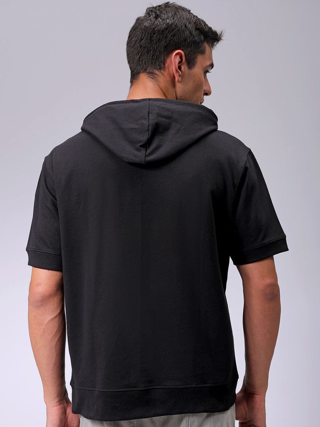 The Indian Garage Co Men Hooded Short Sleeves Hooded Casual Sweatshirt