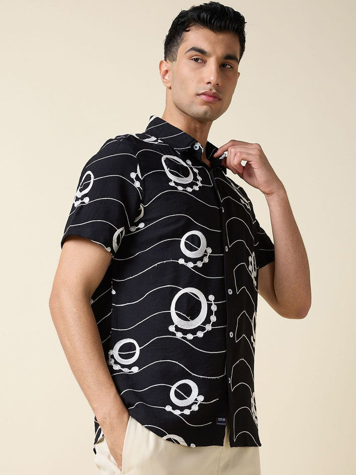 Thomas Scott Men Embroidered Regular Fit Casual Shirt