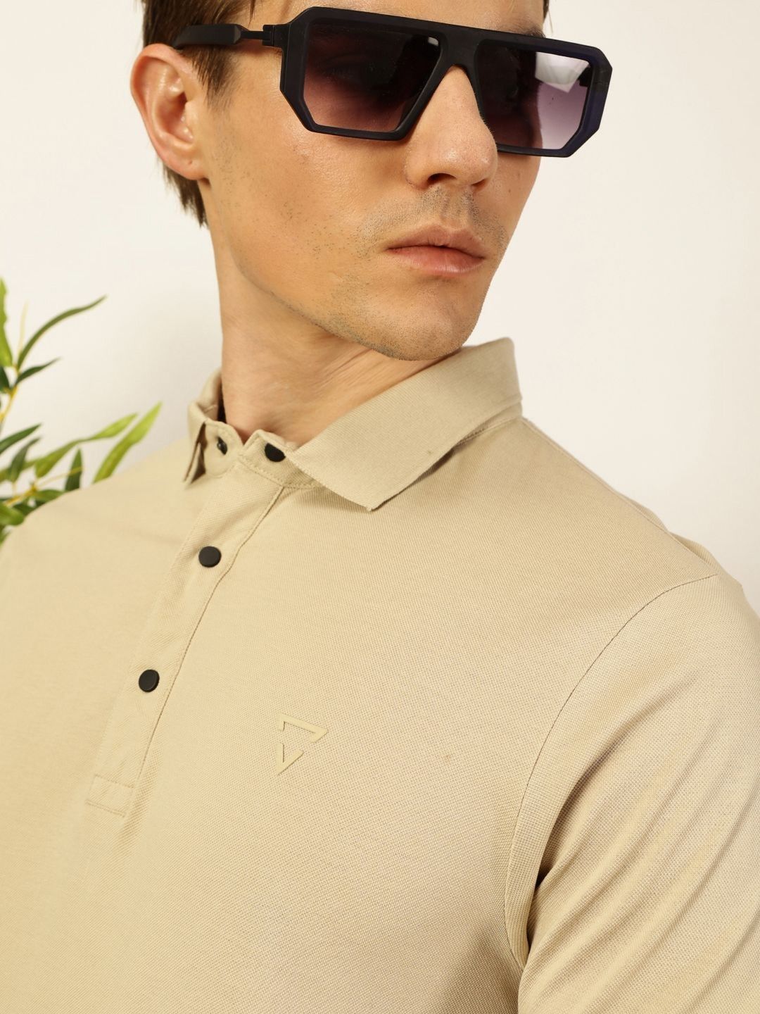 Thomas Scott Men Solid Polo Collar Cotton T-shirt