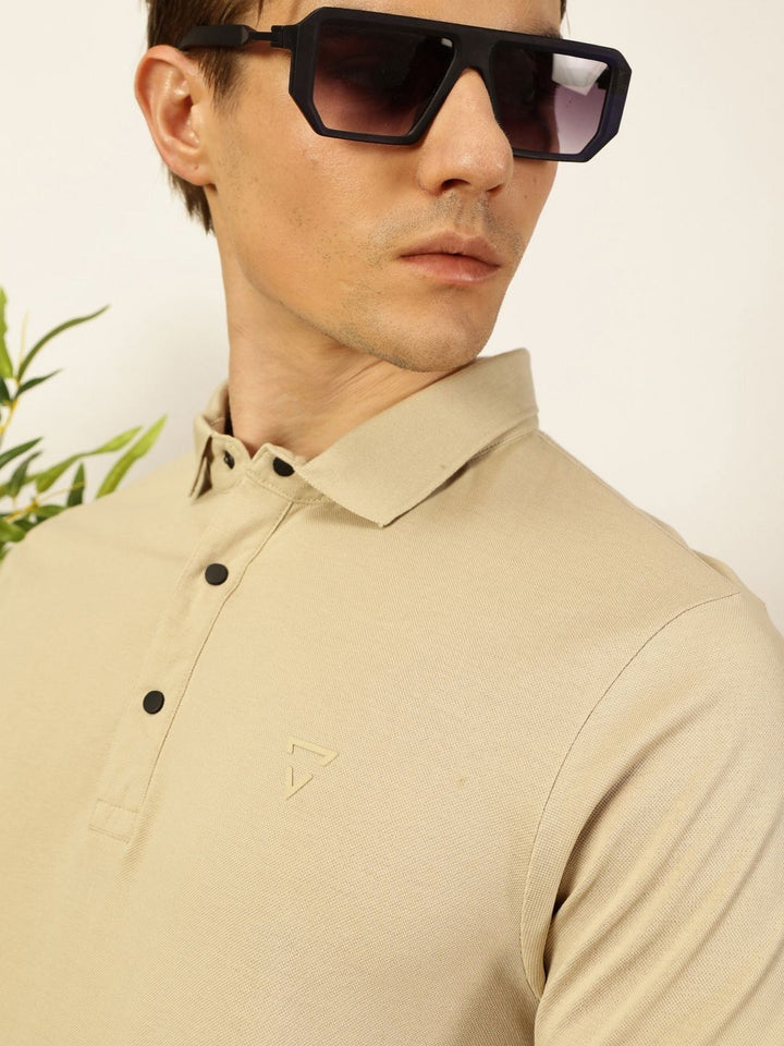 Thomas Scott Men Solid Polo Collar Cotton T-shirt