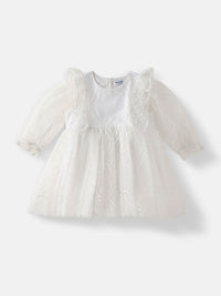 Nauti Nati Girls Puff Sleeve Ruffled Fit & Flare Dress