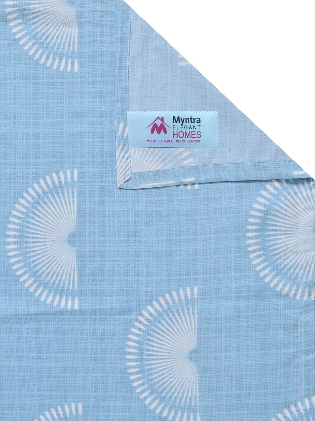Myntra Elegant Homes Blue & White Geometric 300 TC Single Bedsheet with 1 Pillow Covers