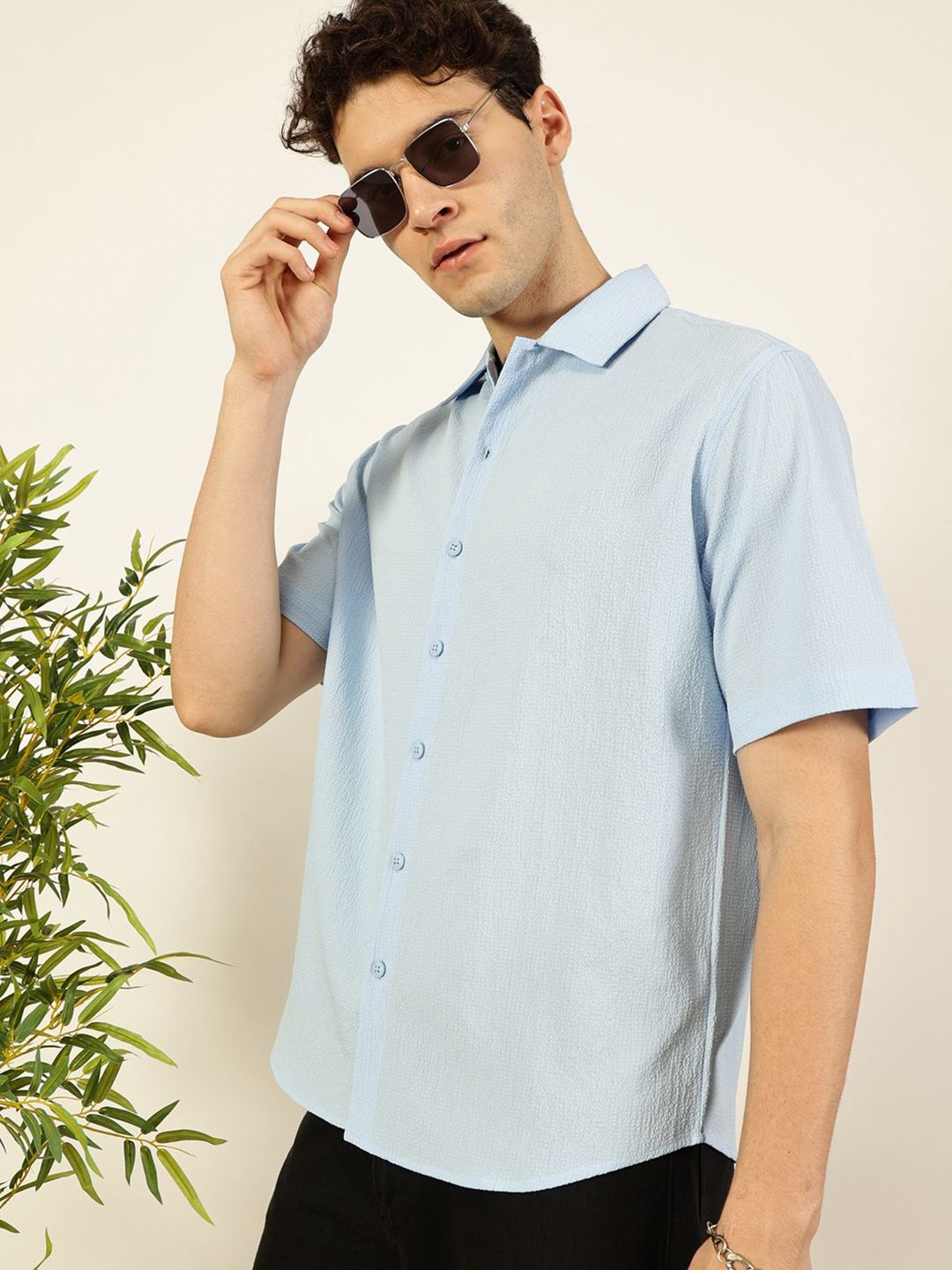 Thomas Scott Men Premium Self Design Casual Shirt