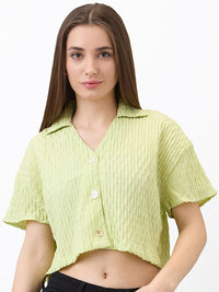 SPYKAR Women Boxy Fit Spread Collar Textured Casual Shirt