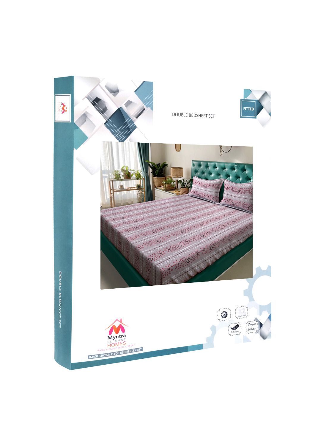 Myntra Elegant Homes Pink Floral 400 TC Fitted Cotton King Bedsheet Set 2.50 m x 2.25 m