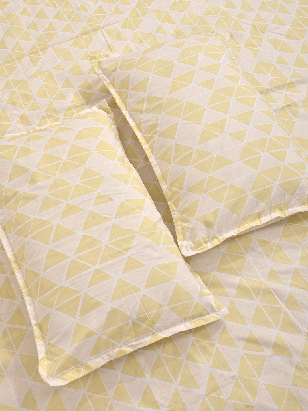 Myntra Elegant Homes Yellow Geometric 300 TC King Double Bedsheet dengan 2 Sarung Bantal