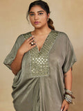 Mamicha Women Embellished V-Neck Kimono Sleeves Kaftan Maxi Dress