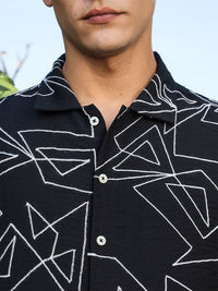 Thomas Scott Men Premium Fit Geometric Printed Spread Collar Casual Shirt