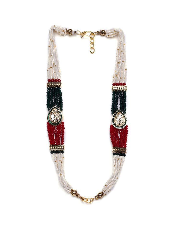 PANASH Batu Tiruan Bersalut Emas Kalung Bertampal dan Manik