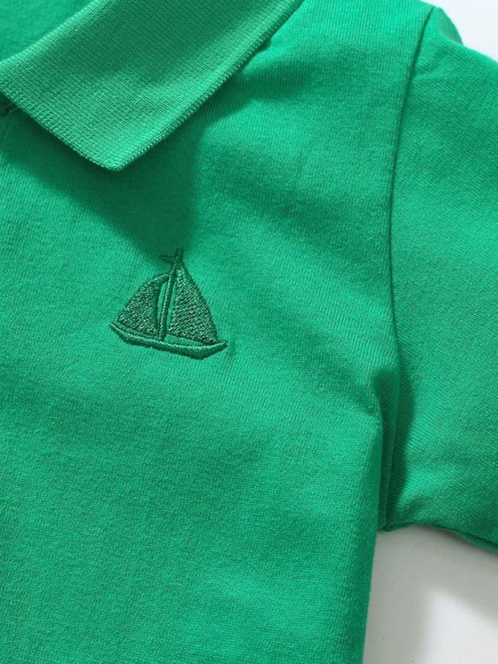 YK Boys Polo Collar Applique T-shirt