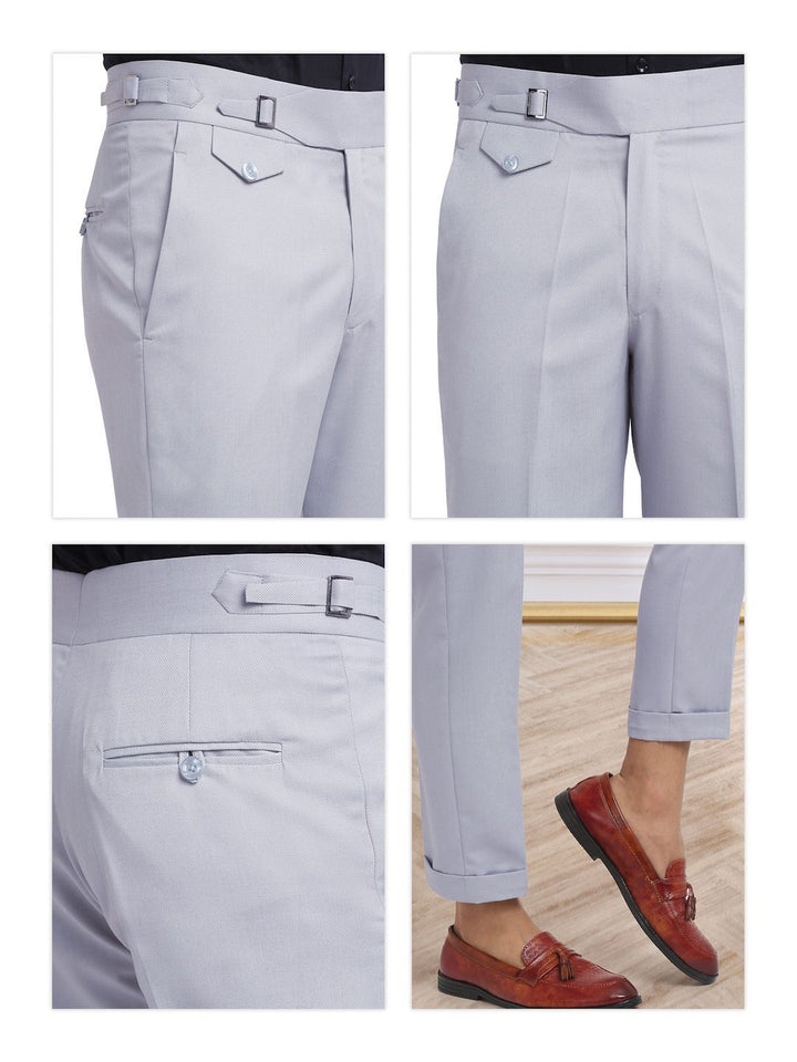 Seluar Gurkha Solid Slim Fit Lelaki KLOTTHE Kapas Kelabu Kaya