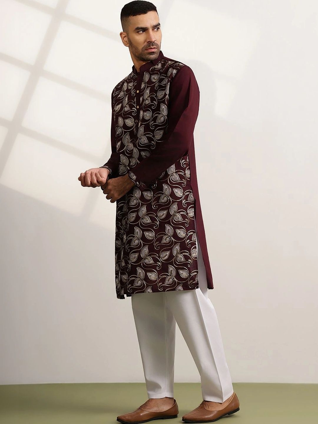 Anouk Men Ethnic Motifs Embroidered Regular Thread Work Kurta with Trousers