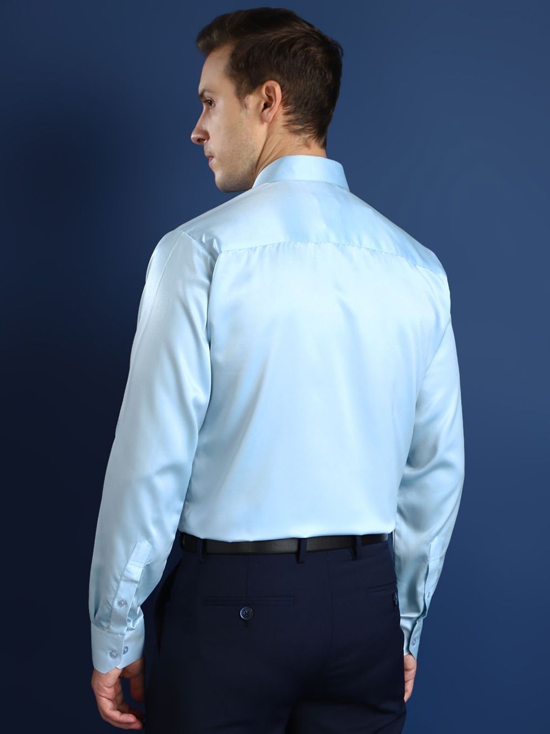 Hancock Men Spread Collar Solid Slim Fit Party Shirt