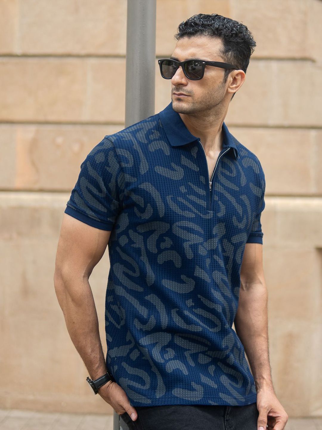 Powerlook SS25 Abstract Printed Polo Collar T-Shirt