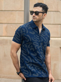Powerlook SS25 Abstract Printed Polo Collar T-Shirt