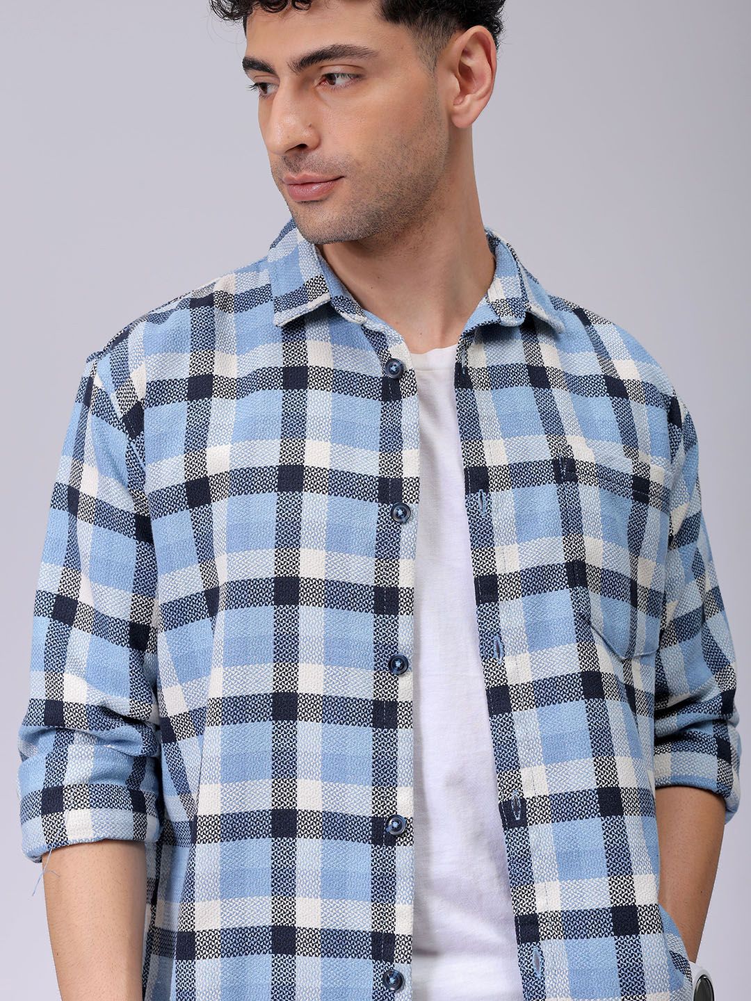 The Indian Garage Co Men Relaxed Fit Checked Dobby Textured Resortwear Shirt