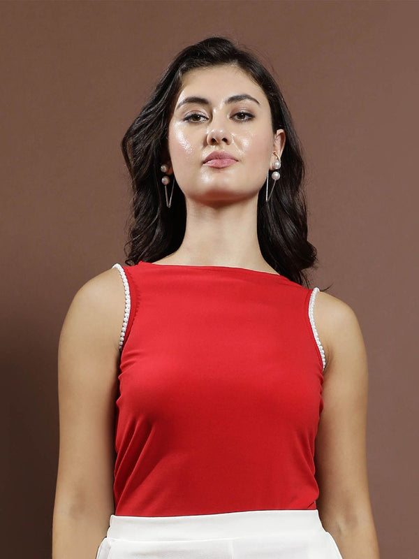 Athena Women Solid Boat Neck Top