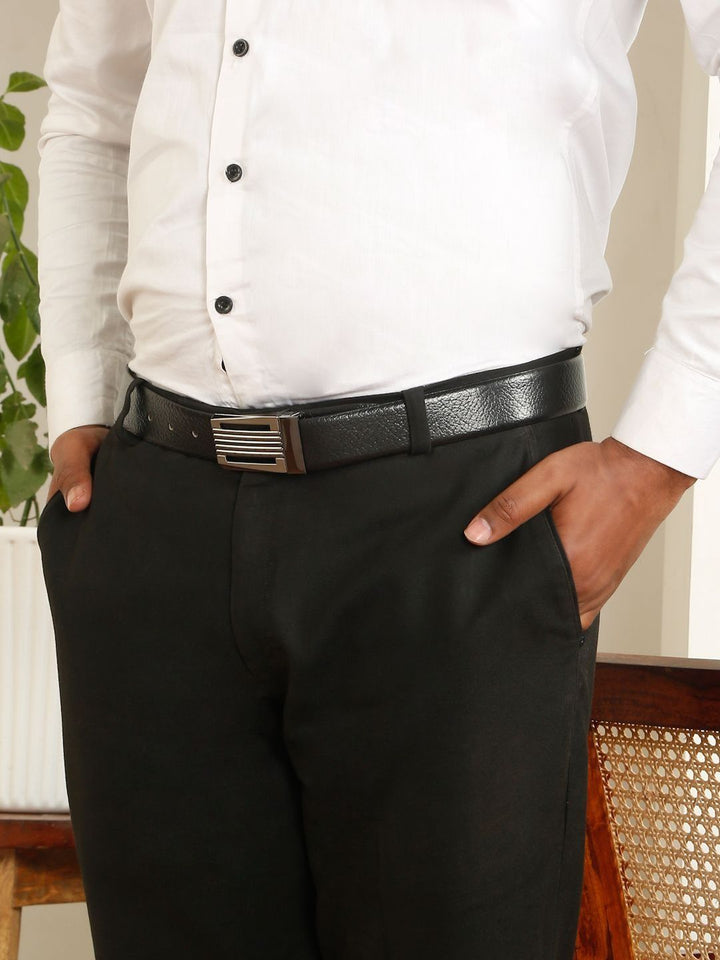 Teakwood Leathers Men Textured Leather Reversible Formal Belt