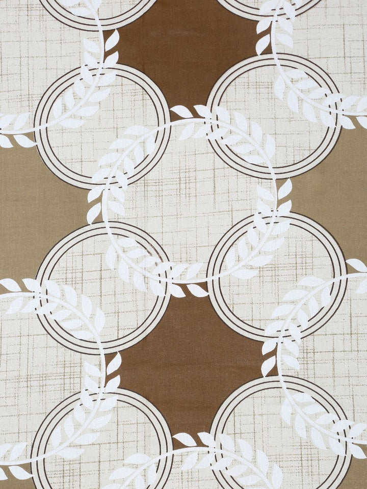 KLOTTHE Beige Geometric Printed Fitted 400 TC Cotton King Bedsheet With 2 Pillow Covers