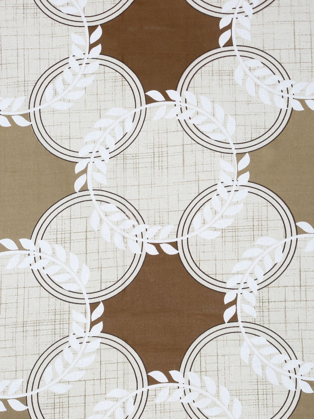 KLOTTHE Beige Geometric Printed Fitted 400 TC Cotton King Bedsheet With 2 Pillow Covers