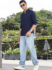 Thomas Scott Premium Seersucker Button-Down Collar Cotton Shirt