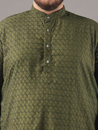 SOJANYA PLUS Size Embroidered Chikankari Band Collar Pure Cotton Straight Kurta