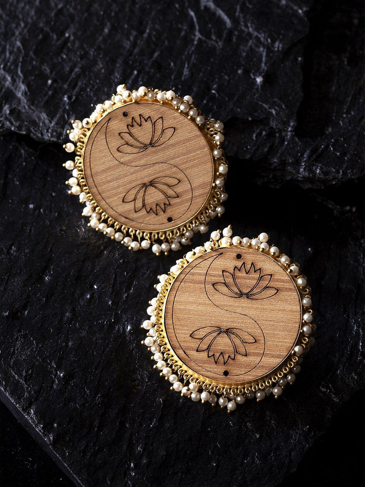 Anouk Beaded Circular Wooden Studs