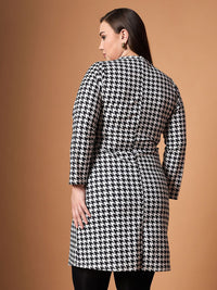 SASSAFRAS Curve Embellished Checked Sheath Dress