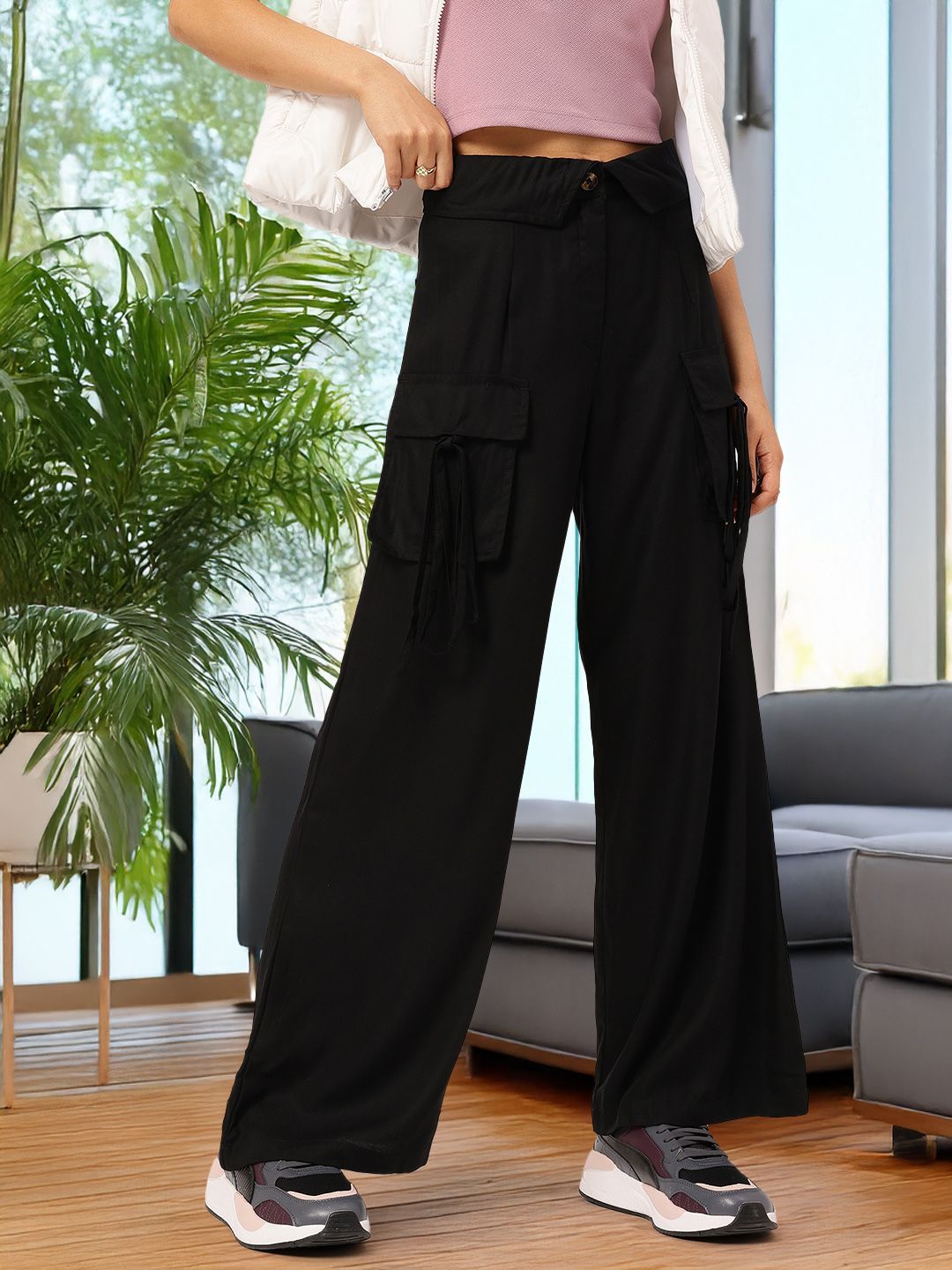 DressBerry Women High-Rise Flared Trousers