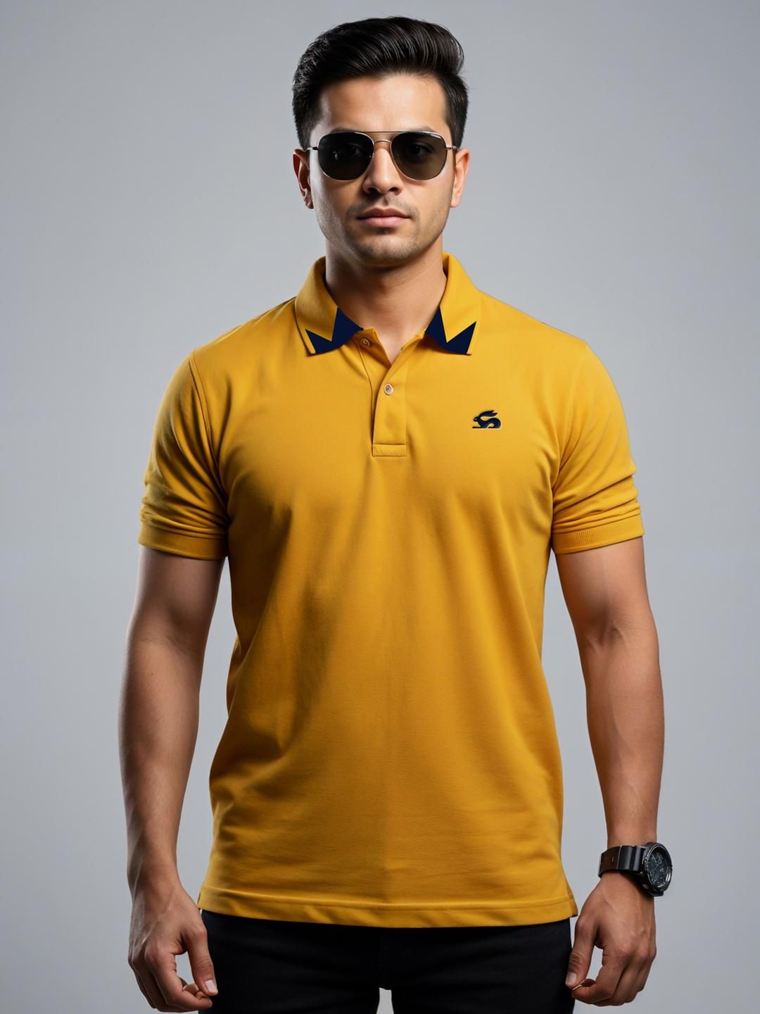 ADRO Men Mustard Cotton Tshirts