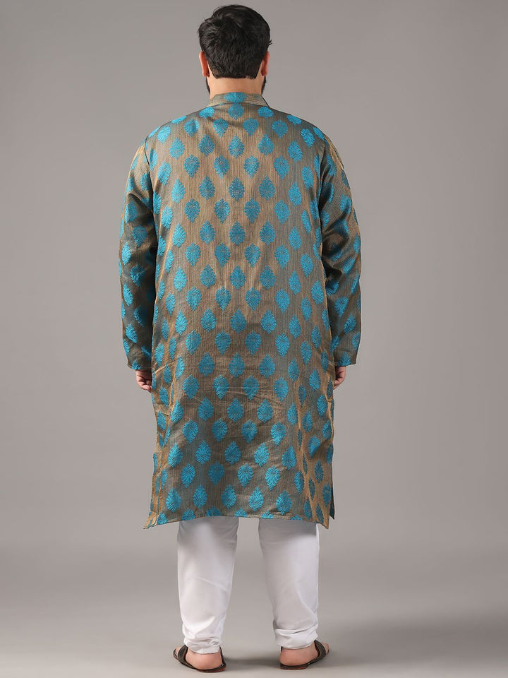 SOJANYA PLUS Plus Size Men Ethnic Motifs Woven Design Straight Kurta With Pyjamas