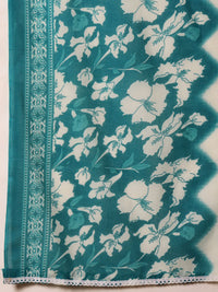 Varanga Floral Printed V-Neck Straight Kurta With Trousers And Dupatta