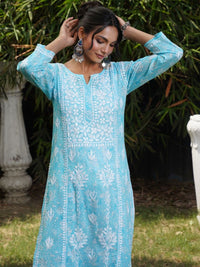 Rumah Chikankari Wanita Sulam Chikankari Cetakan Indie Kurta