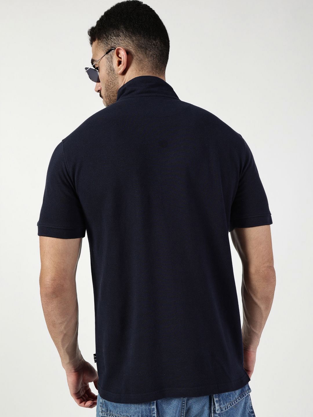 Thomas Scott Men High Neck Solid Casual Cotton T-shirt
