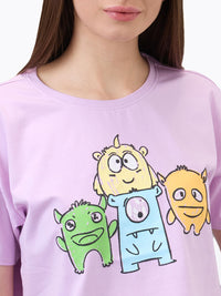 SPYKAR Women Graphic Printed Round Neck Cotton Boxy T-shirt
