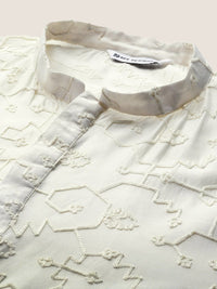 See Designs Woven Design Mandarin Collar Chanderi Silk Straight Kurta