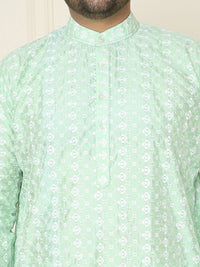 SOJANYA PLUS Floral Embroidered Thread Work Silk Cotton Straight Kurta with Pyjamas