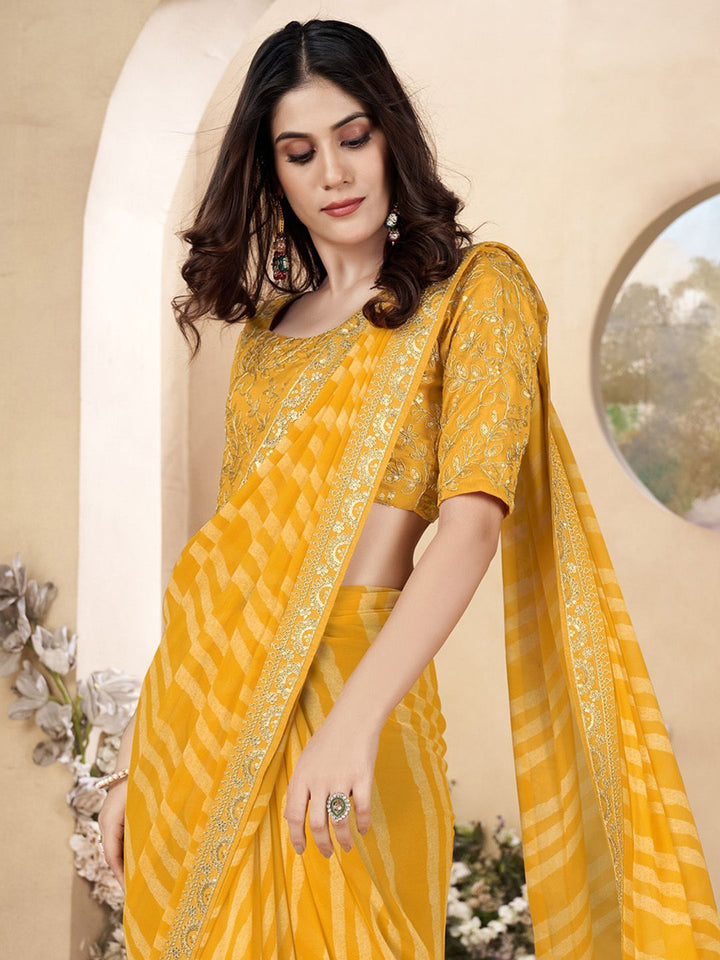 Saree mall Sequinned Embroidered Leheriya Sarees