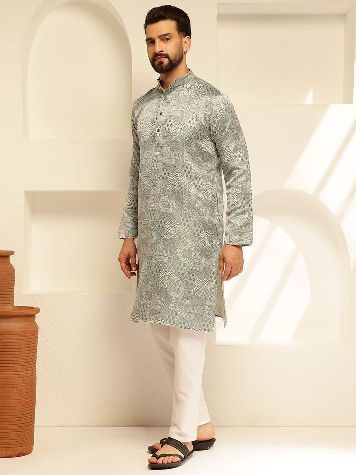 SOJANYA Woven Design Mandarin Collar Striaght Kurta