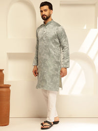 SOJANYA Woven Design Mandarin Collar Striaght Kurta