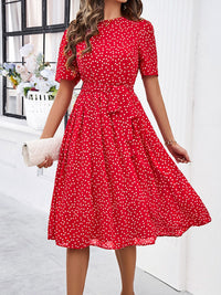 all about you Polka Dot Print Puff Sleeves Fit & Flare Dress