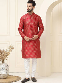 SOJANYA Ethnic Motifs Printed Cotton Silk Regular Kurta With Pyjama