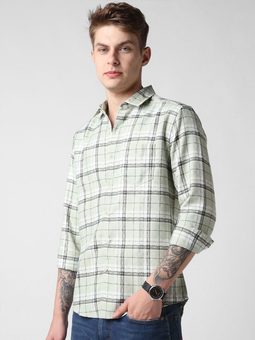 VASTRADO Men Classic Slim Fit Tartan Checks Opaque Checked Casual Shirt