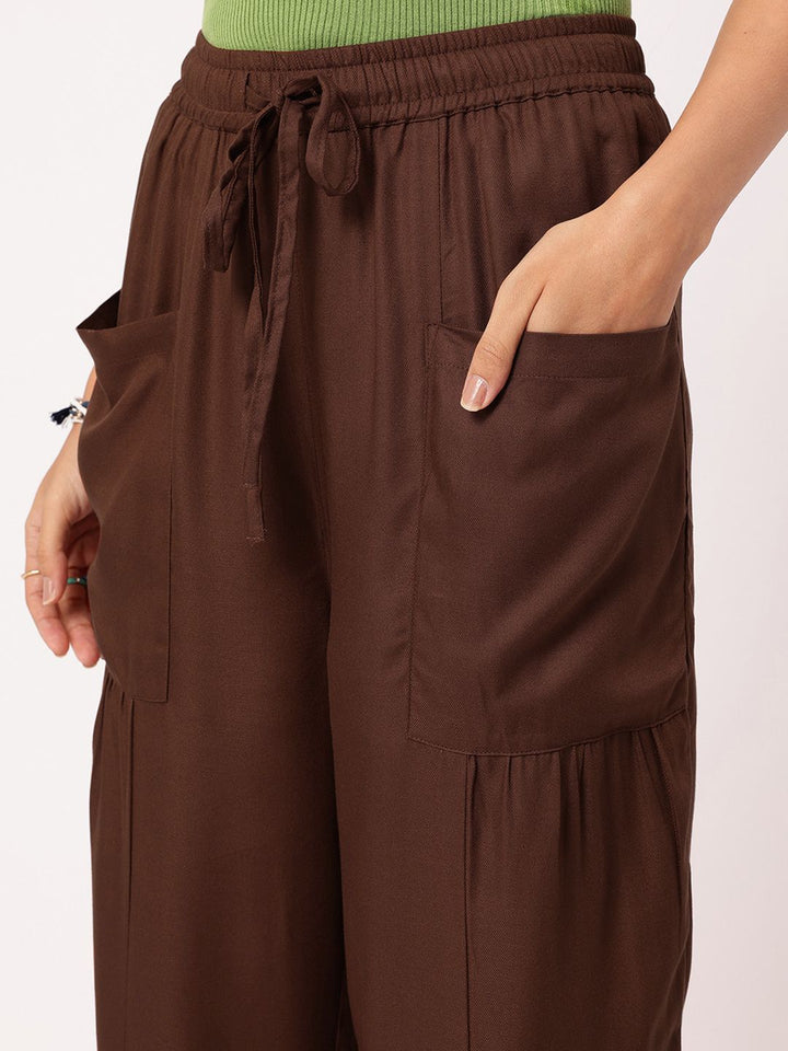 DressBerry Women Stylish Statement Relaxed Fit Trousers with Box Pockets
