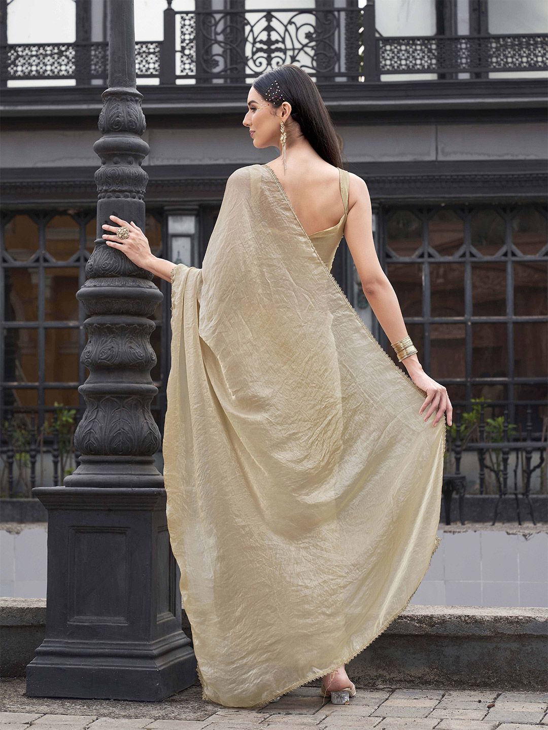 Tikhi Imli Embellished Border Satin Ready To Wear Saree