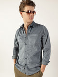 Thomas Scott Men Classic Spread Collar Textured Solid Slim Fit Casual Shirt