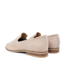 MONKSTORY Men Beige Embroidered Slip-On Shoes
