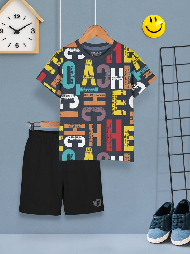 HELLCAT Boys Pack Of 3 Printed Round Neck T-shirt With Shorts
